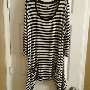 Black and white striped blouse, casual wear